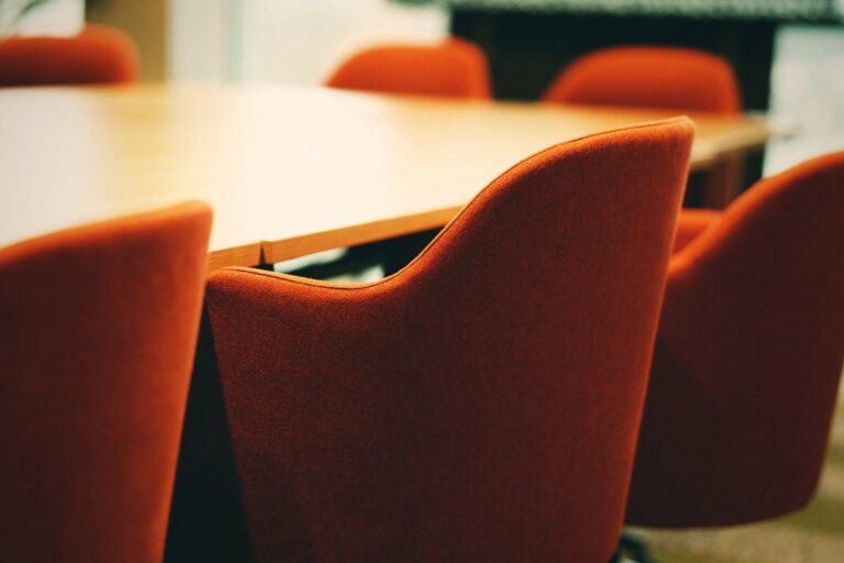 Boardroom orange chairs office cleaning in Nerang, Gold Coast. The Old School Cleaning Co.