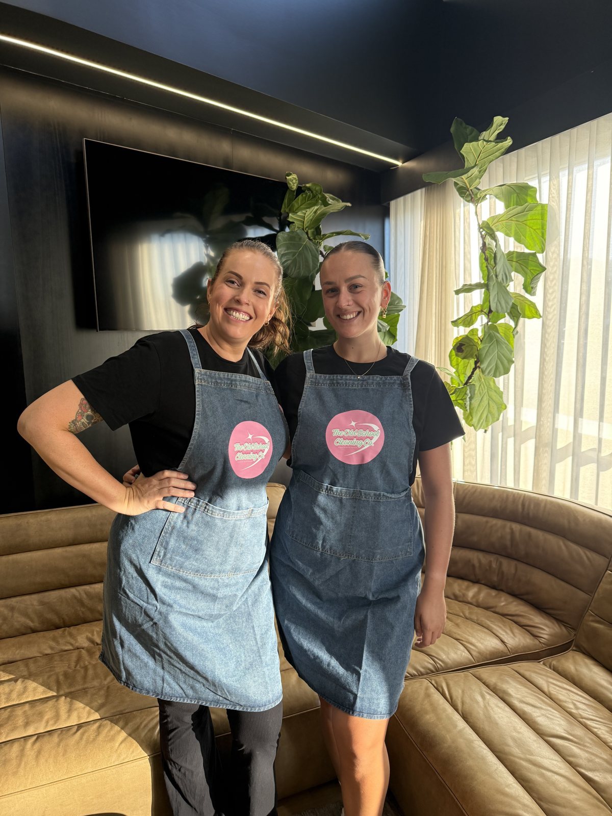 Cleaners team aprons in Currumbin Valley, Gold Coast. The Old School Cleaning Co.