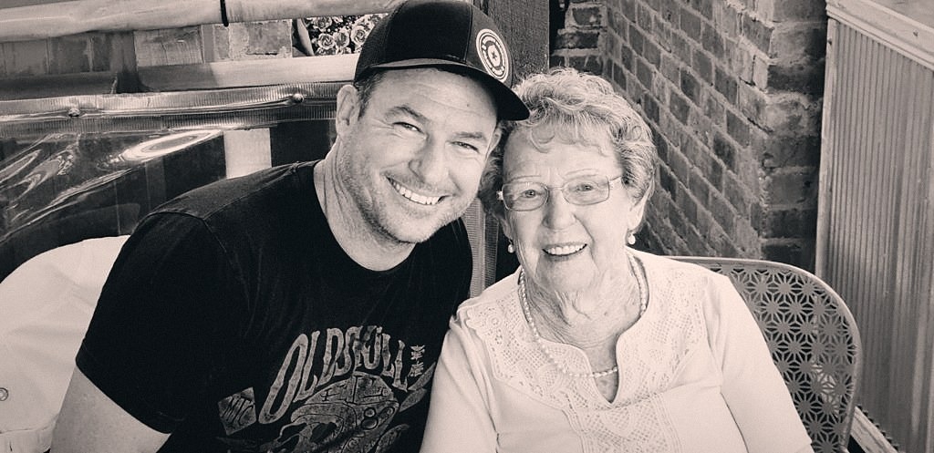 Co-founder Deon Wade with his Nan, Marjorie. A clean your Nan would be proud of. The Old School Cleaning Co., Currumbin Valley