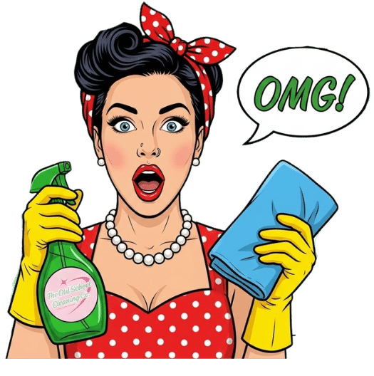 Omg pop art cleaner cartoon hero, The Old School Cleaning Co.