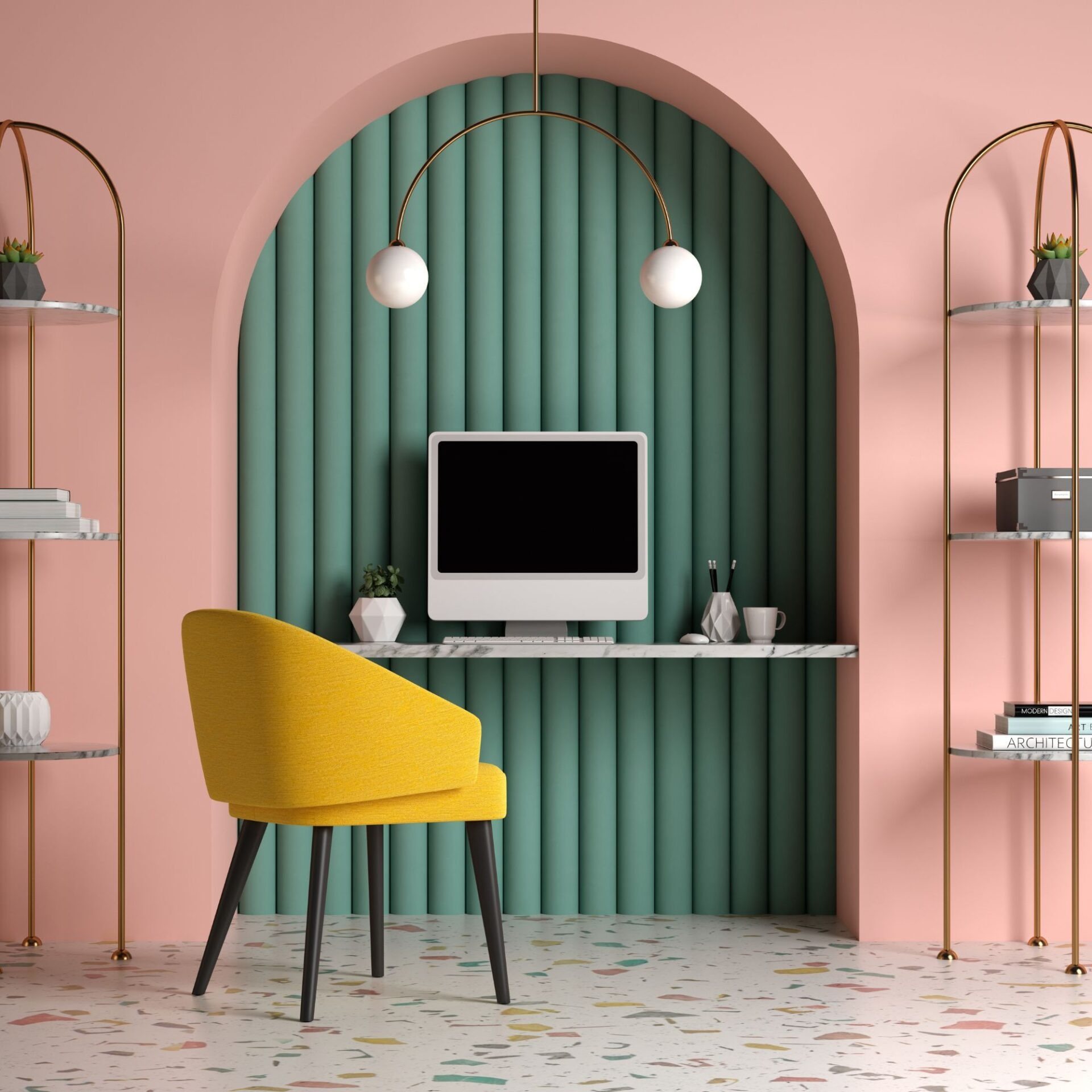 Retro pink home office cleaning in Robina, Gold Coast. The Old School Cleaning Co.