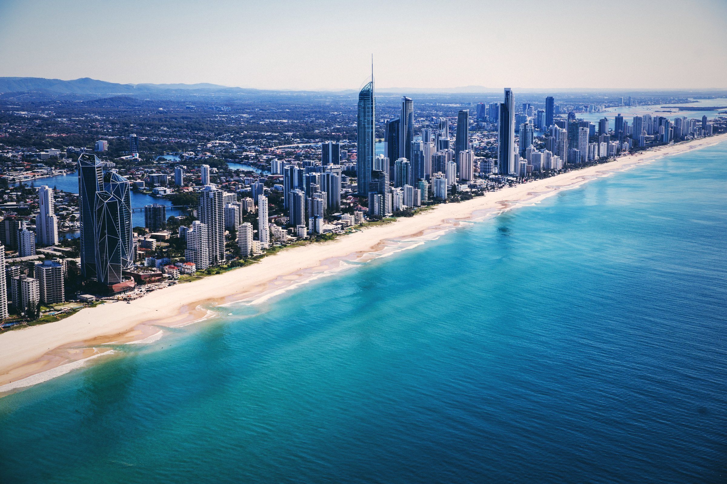 beach aerial in Surfers Paradise, Gold Coast. The Old School Cleaning Co.